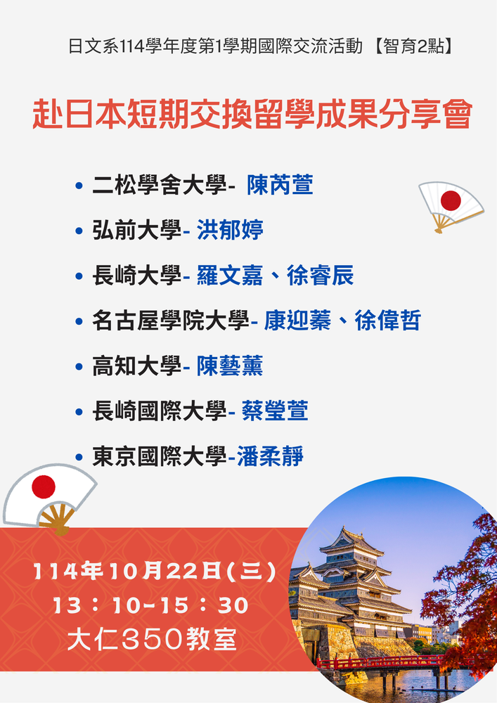 1141學期赴日本短期交換留學成果發表會圖片